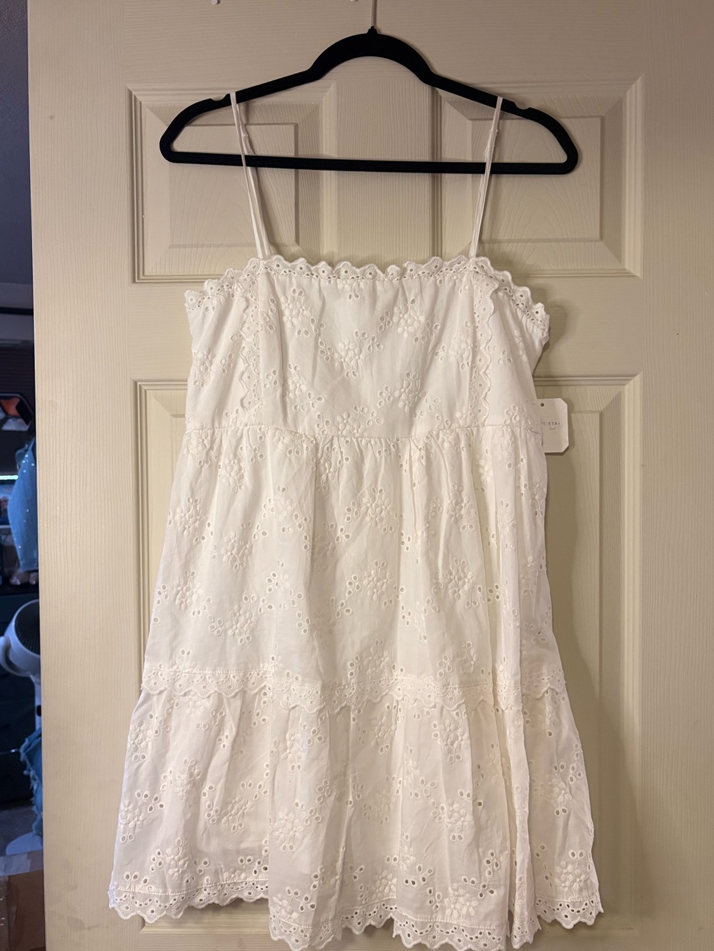 Altar'd State White Eyelet Mini Dress with Spaghetti Straps - Picture 12 of 16